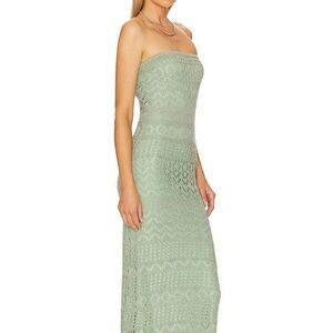 Revolve Green Crotchet Strapless Dress